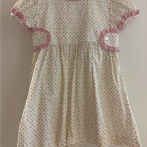 Charming Polka Dot Kids Dress with Pink Trim